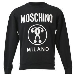 Moschino Logo Question Mark Print Sweater in Black Cotton
